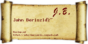 Jahn Beriszló névjegykártya